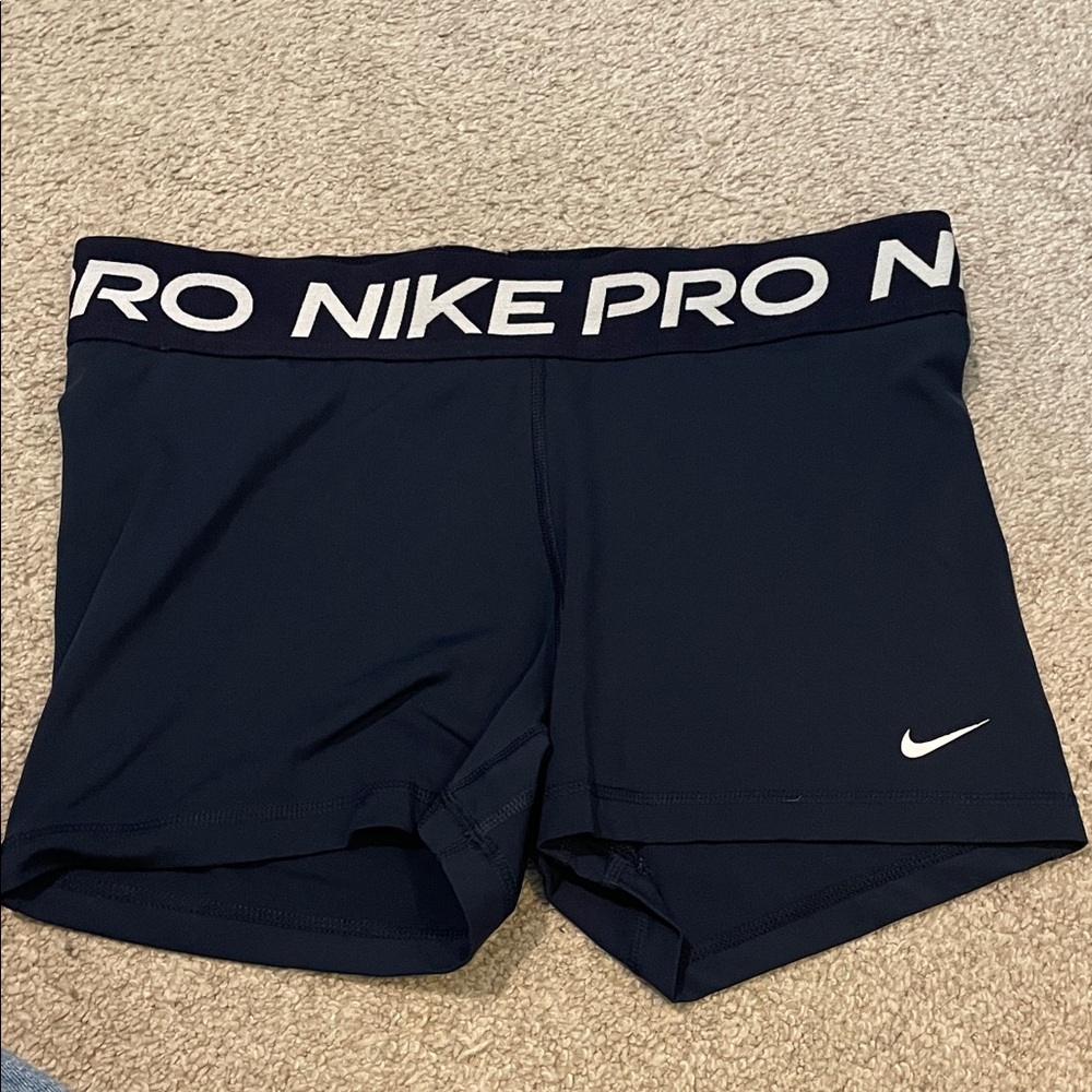 Nike Pro Navy Shorts with White Logo